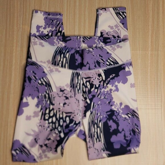 Roaman's Purple Floral Athletic Leggings 12 - Picture 1 of 8